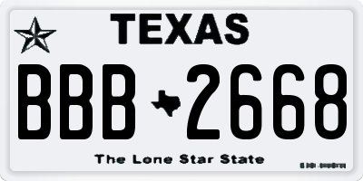 TX license plate BBB2668