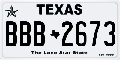 TX license plate BBB2673
