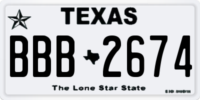 TX license plate BBB2674