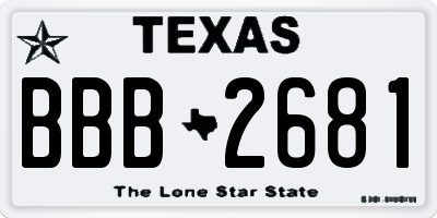 TX license plate BBB2681