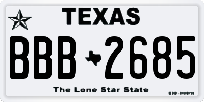 TX license plate BBB2685