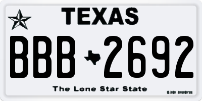 TX license plate BBB2692