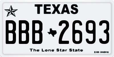 TX license plate BBB2693