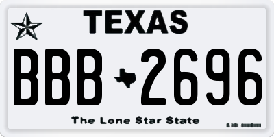 TX license plate BBB2696