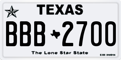 TX license plate BBB2700