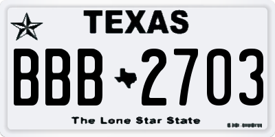 TX license plate BBB2703