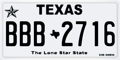 TX license plate BBB2716