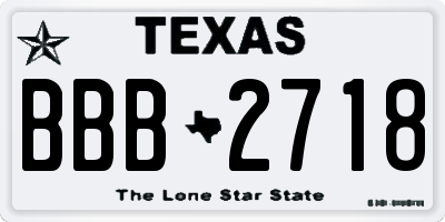 TX license plate BBB2718