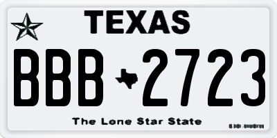 TX license plate BBB2723