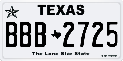 TX license plate BBB2725