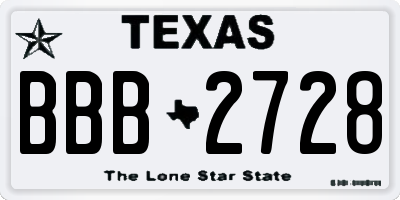 TX license plate BBB2728