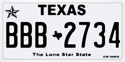TX license plate BBB2734