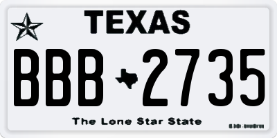 TX license plate BBB2735