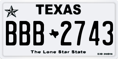 TX license plate BBB2743