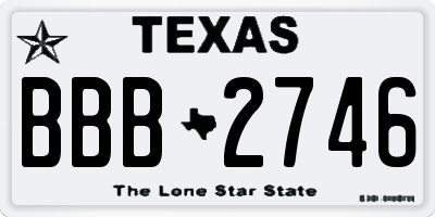 TX license plate BBB2746