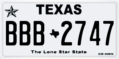 TX license plate BBB2747