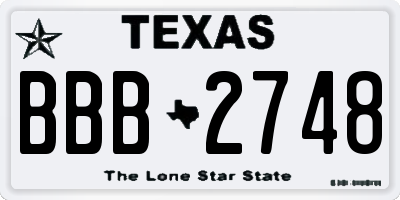 TX license plate BBB2748