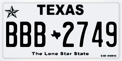 TX license plate BBB2749