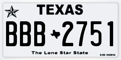 TX license plate BBB2751