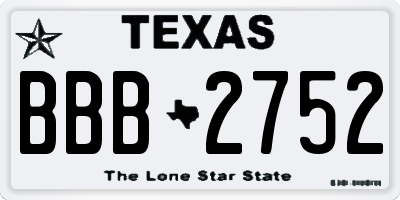 TX license plate BBB2752