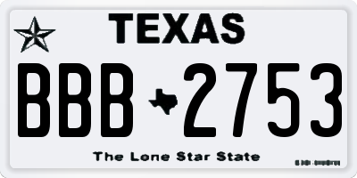 TX license plate BBB2753