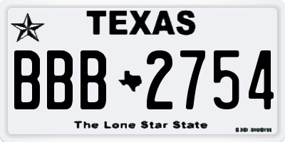 TX license plate BBB2754