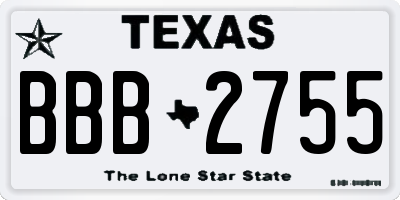 TX license plate BBB2755