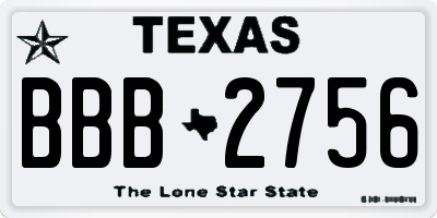 TX license plate BBB2756