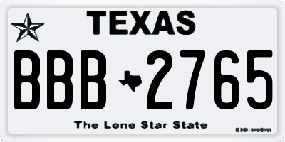 TX license plate BBB2765