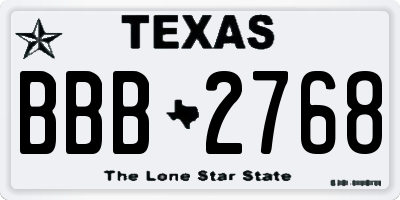 TX license plate BBB2768