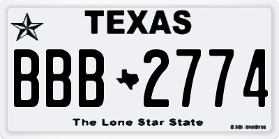 TX license plate BBB2774