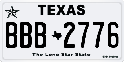 TX license plate BBB2776