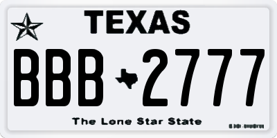 TX license plate BBB2777