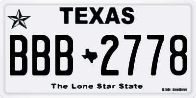 TX license plate BBB2778