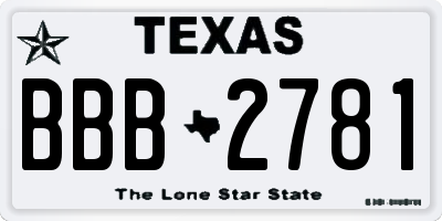 TX license plate BBB2781