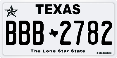 TX license plate BBB2782