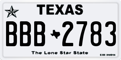 TX license plate BBB2783