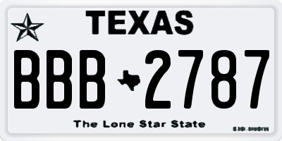 TX license plate BBB2787