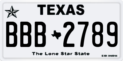 TX license plate BBB2789