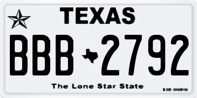 TX license plate BBB2792