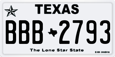 TX license plate BBB2793