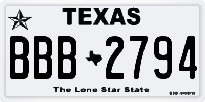 TX license plate BBB2794