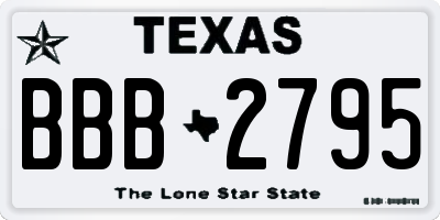 TX license plate BBB2795