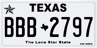 TX license plate BBB2797