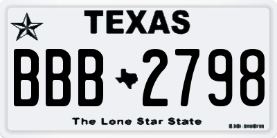 TX license plate BBB2798