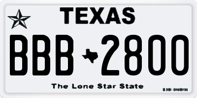 TX license plate BBB2800