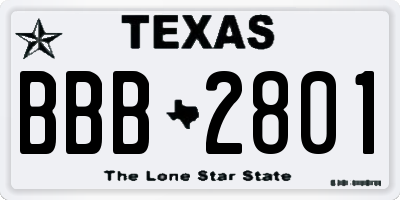 TX license plate BBB2801