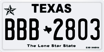 TX license plate BBB2803