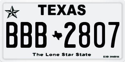 TX license plate BBB2807