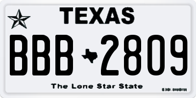 TX license plate BBB2809